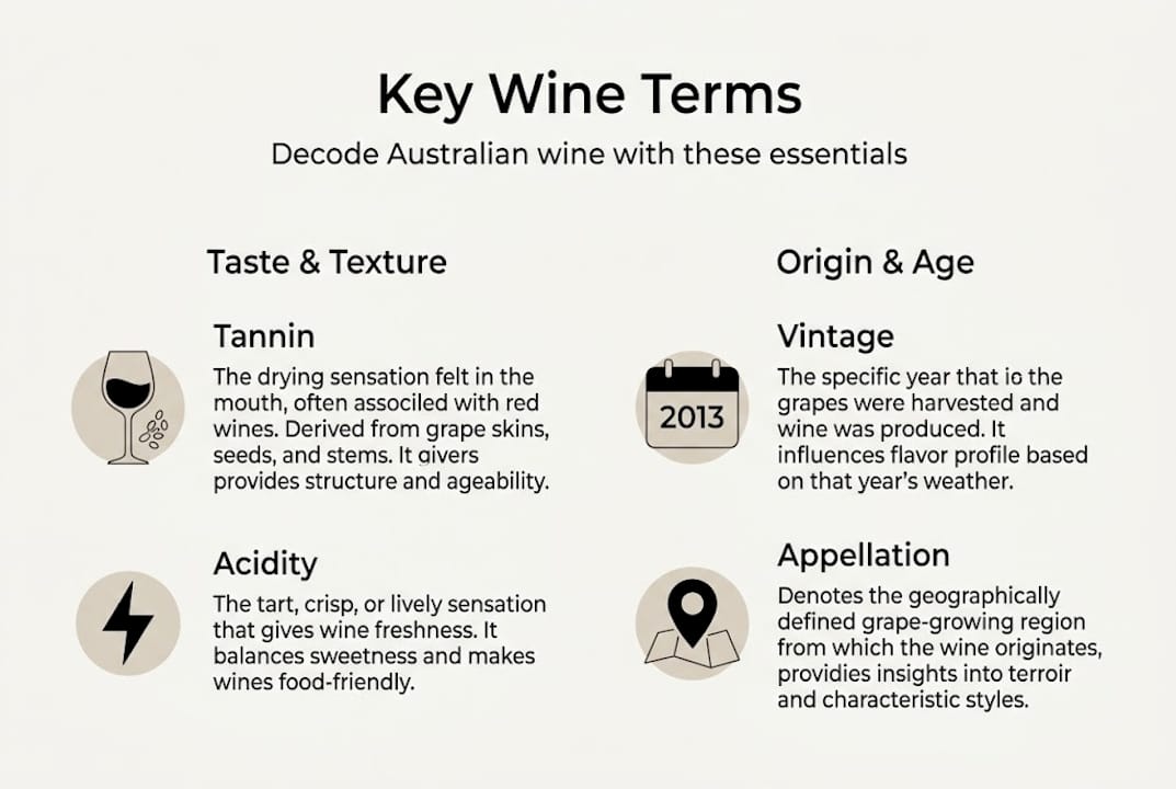 Infographic on essential Australian wine terms