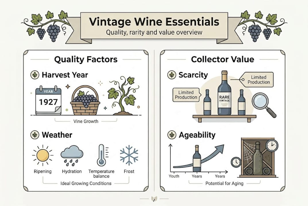 Infographic showing vintage wine factors