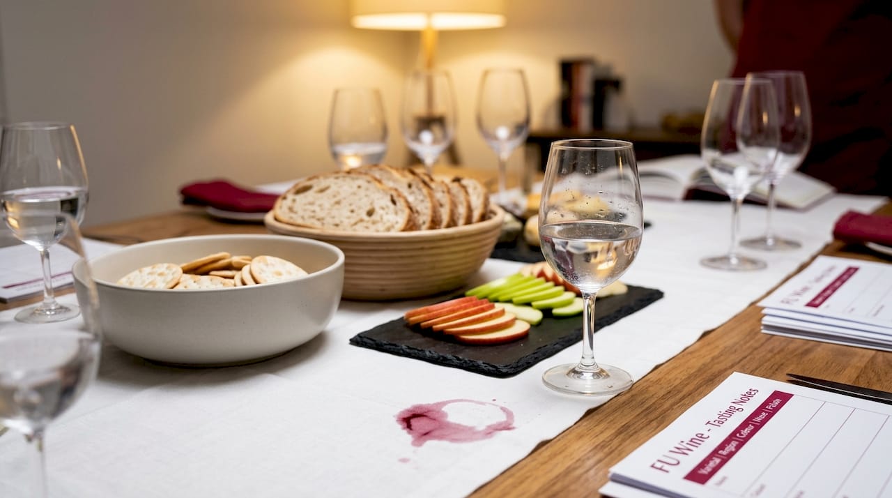 Wine tasting table with palate cleansers