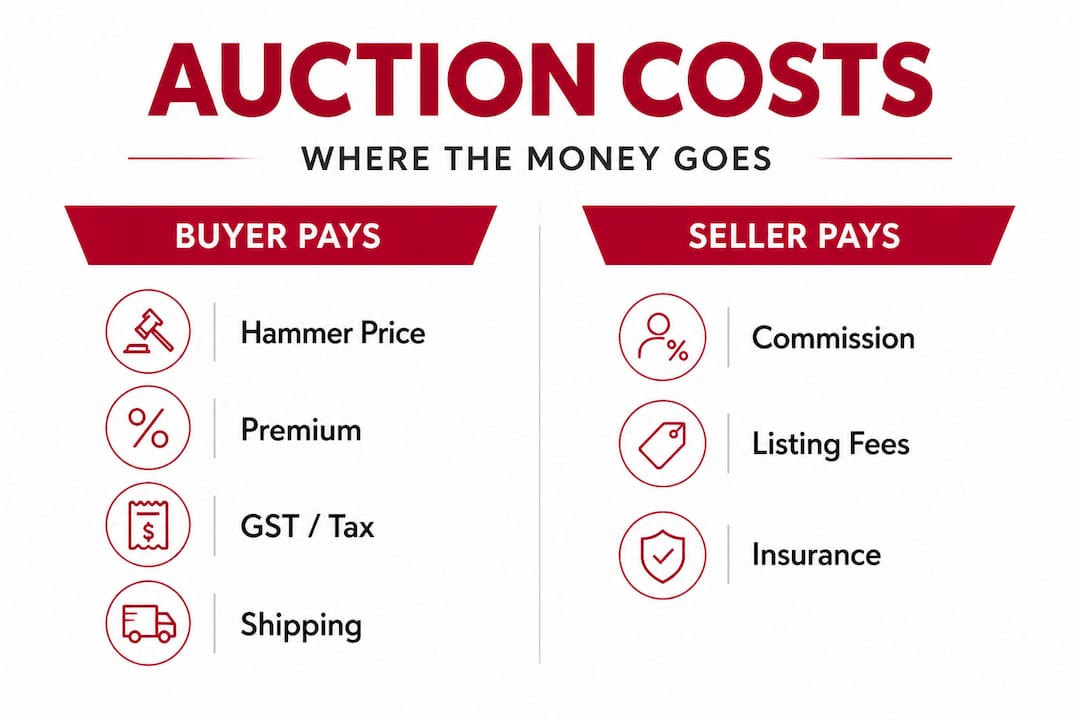 Infographic showing wine auction costs breakdown