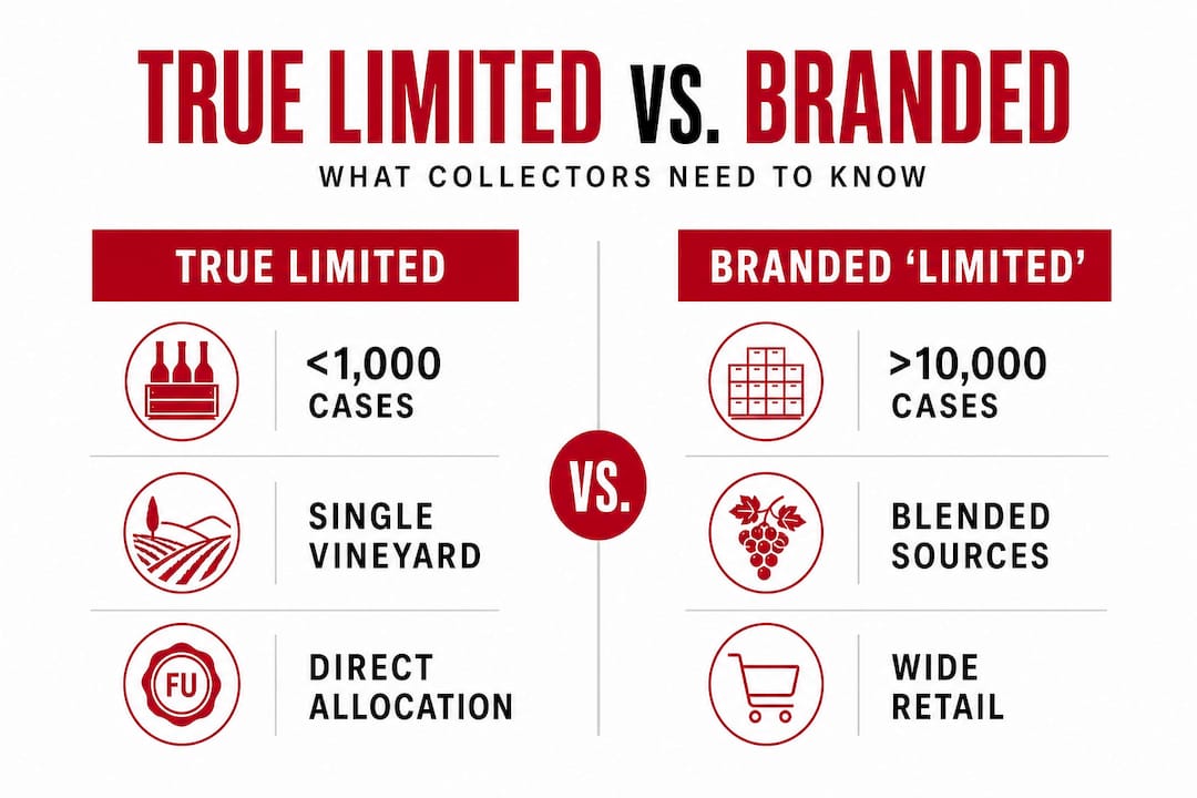 Infographic comparing true limited and branded limited wines