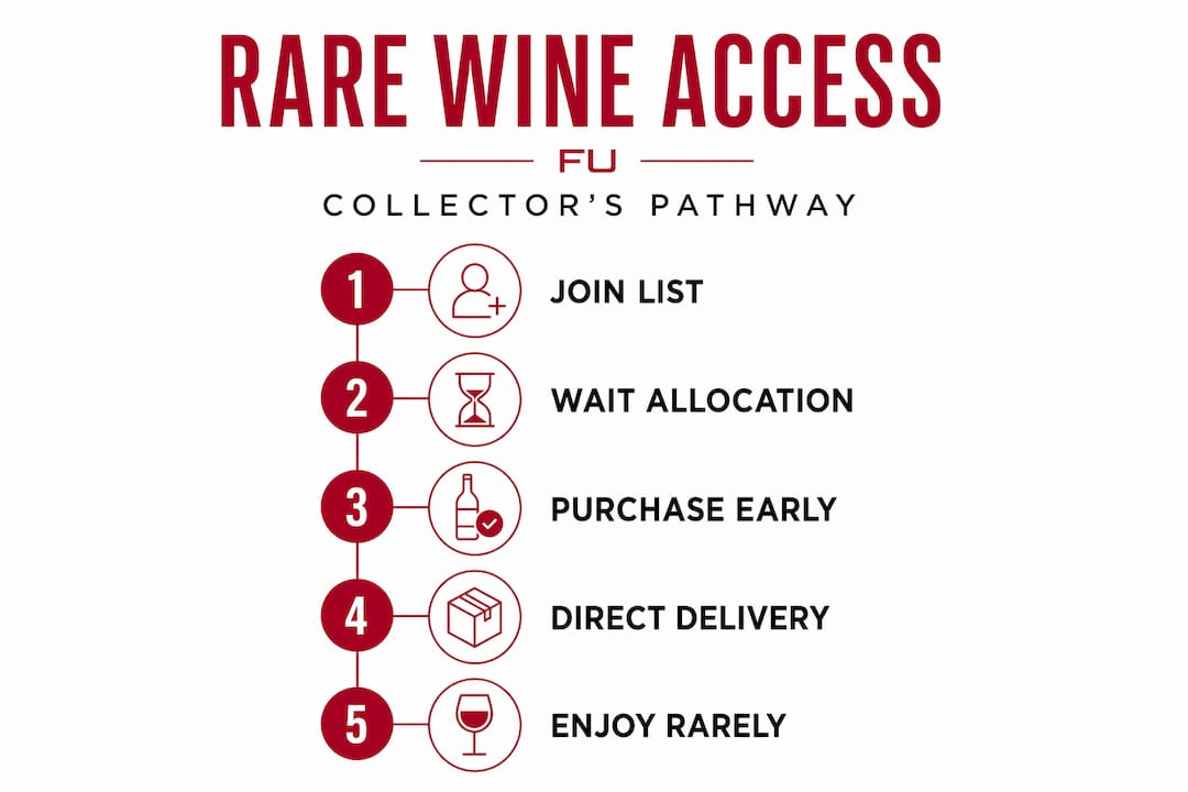 Infographic explaining rare wine access steps