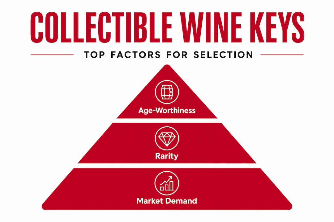 Three-tier pyramid showing wine collectibility factors