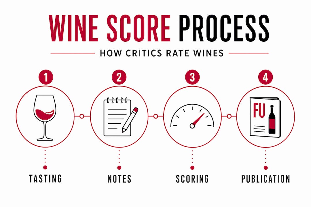 Infographic outlining wine critic scoring process steps