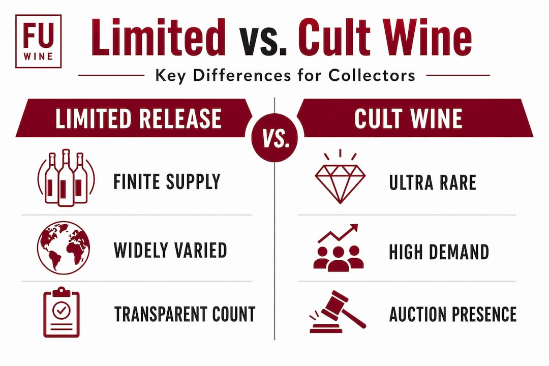 Infographic comparing limited release and cult wines