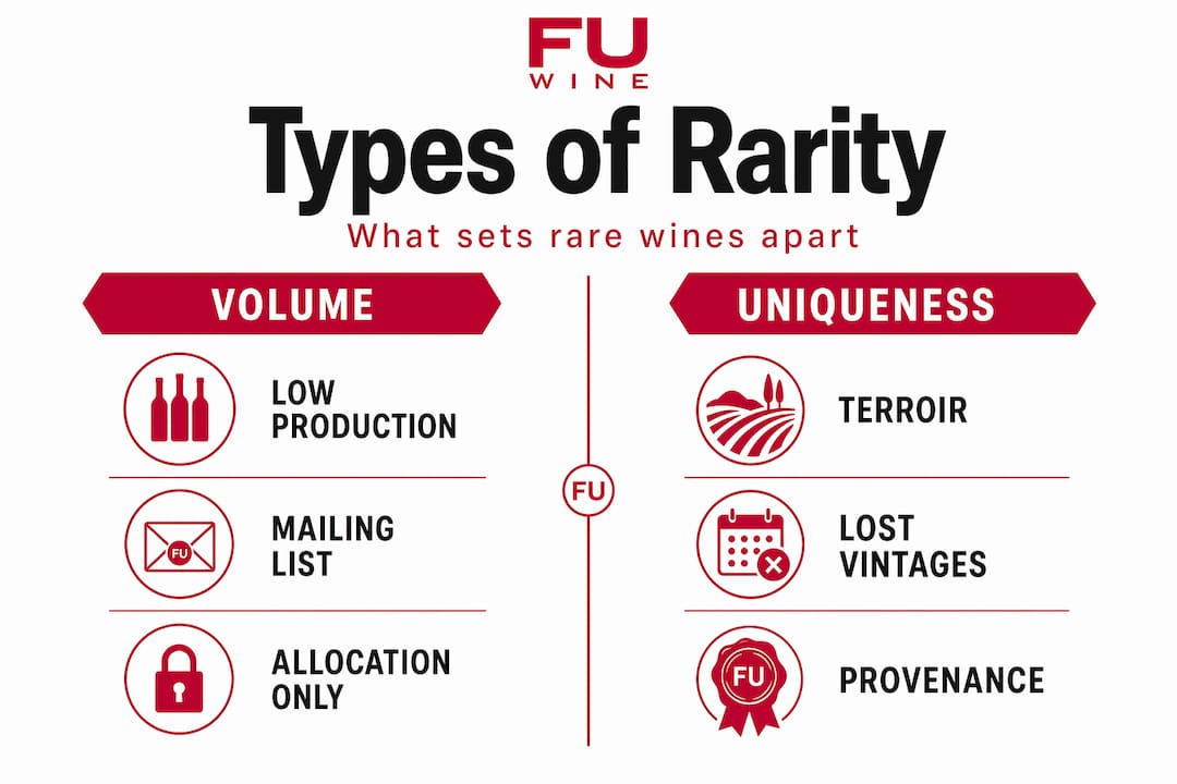 Infographic splitting wine rarity by type