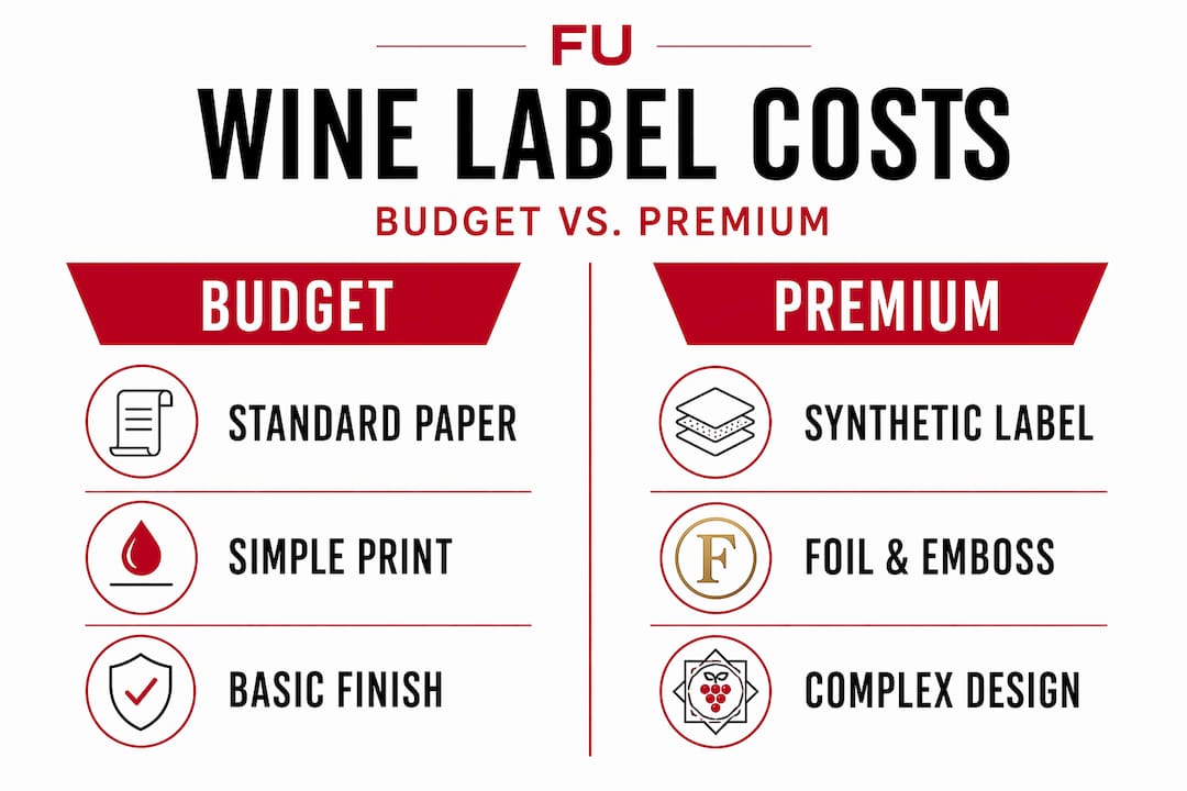 Infographic comparing budget and premium wine labels