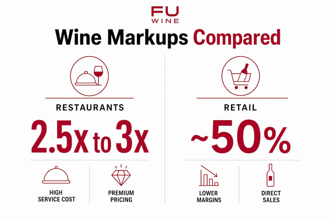 Infographic comparing restaurant and retail wine markups