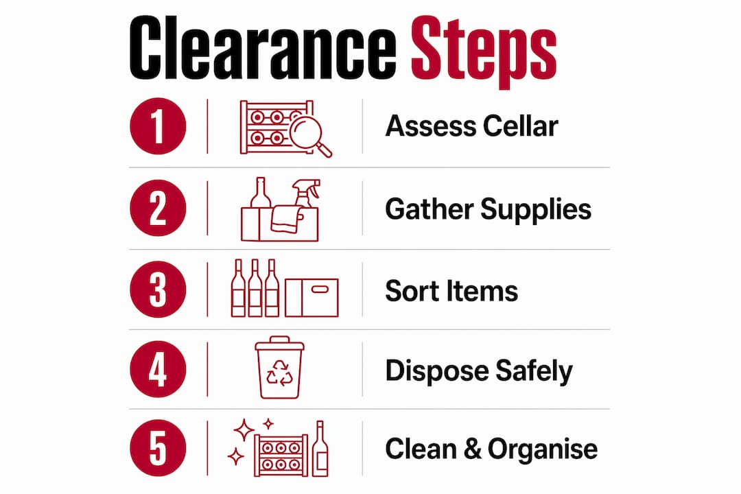 Infographic illustrating cellar clearance steps