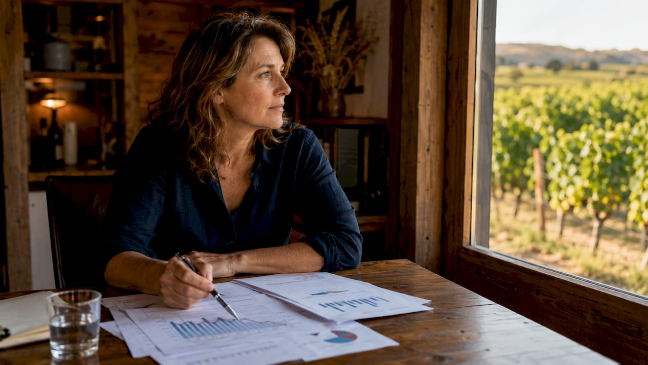 Winery manager analyzing disruption factors