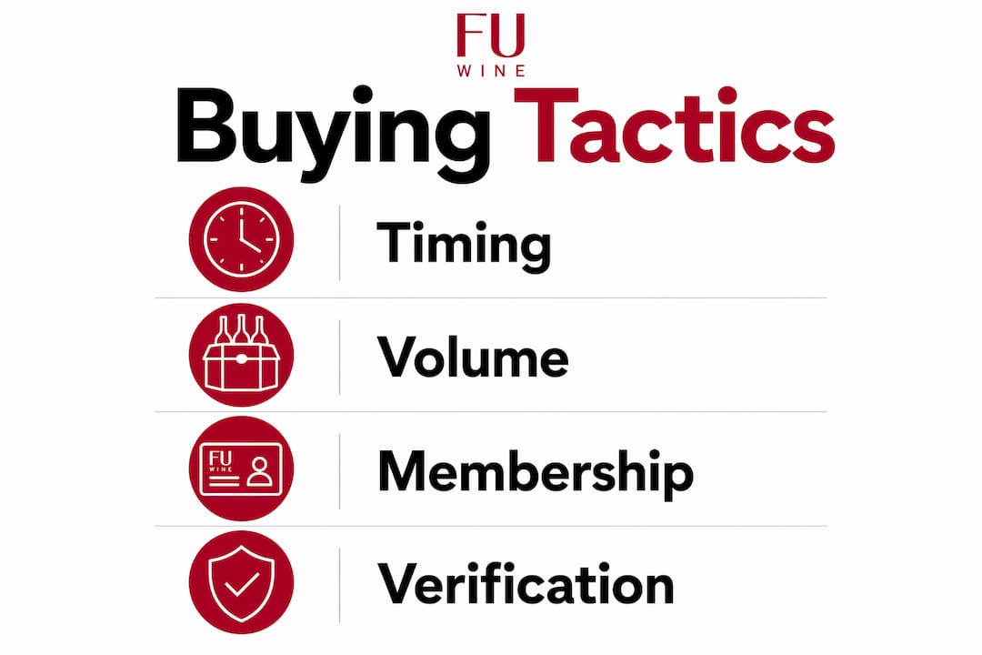 Infographic illustrating main deal-driven wine buying tactics