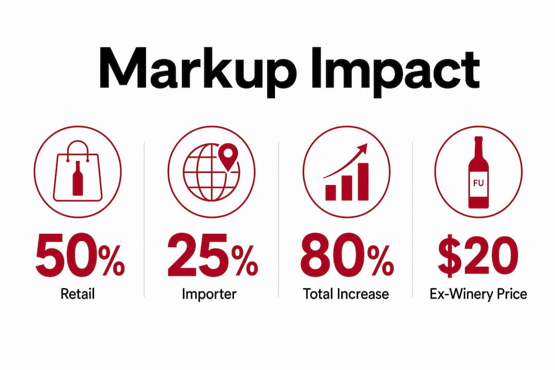 Infographic showing compounding wine distribution markups