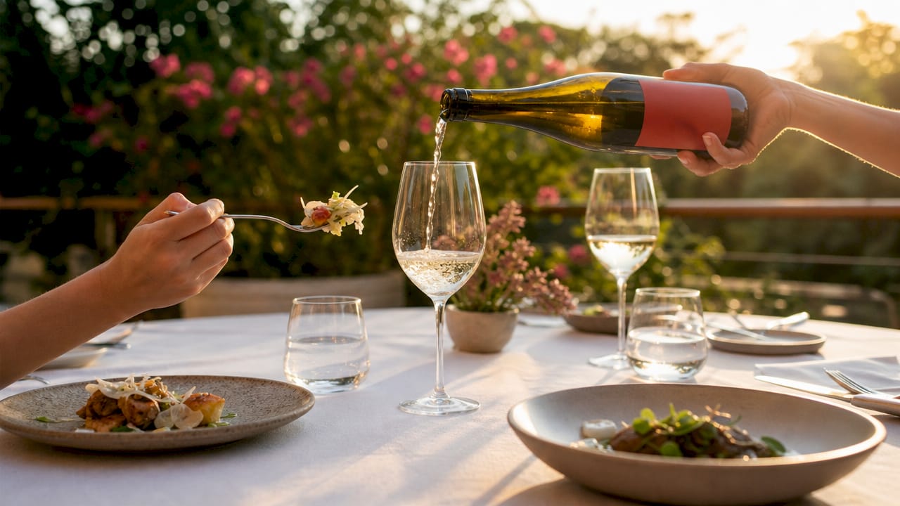 Hands pairing wine with food at tasting session