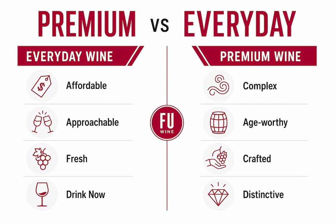 Infographic comparing premium and everyday wine qualities