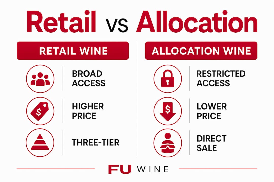 Infographic comparing retail and allocation wines