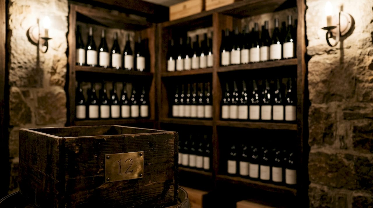 Limited stock of premium wine bottles in crate