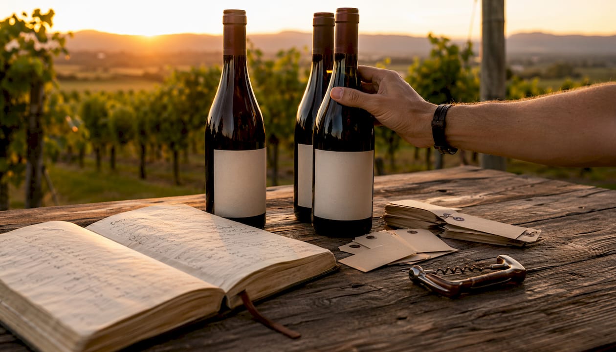 Close-up of tools for selling wine from cellar