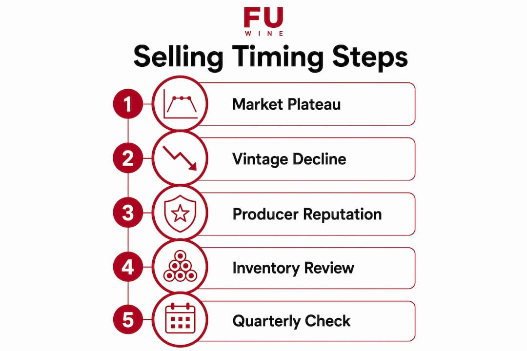 Infographic showing steps to time wine sales for best value