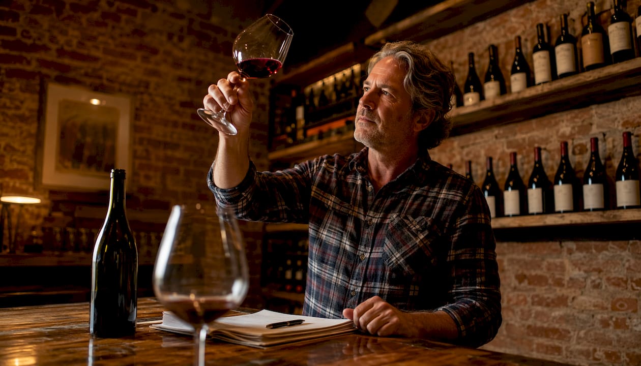 Man tasting Australian wine in shop