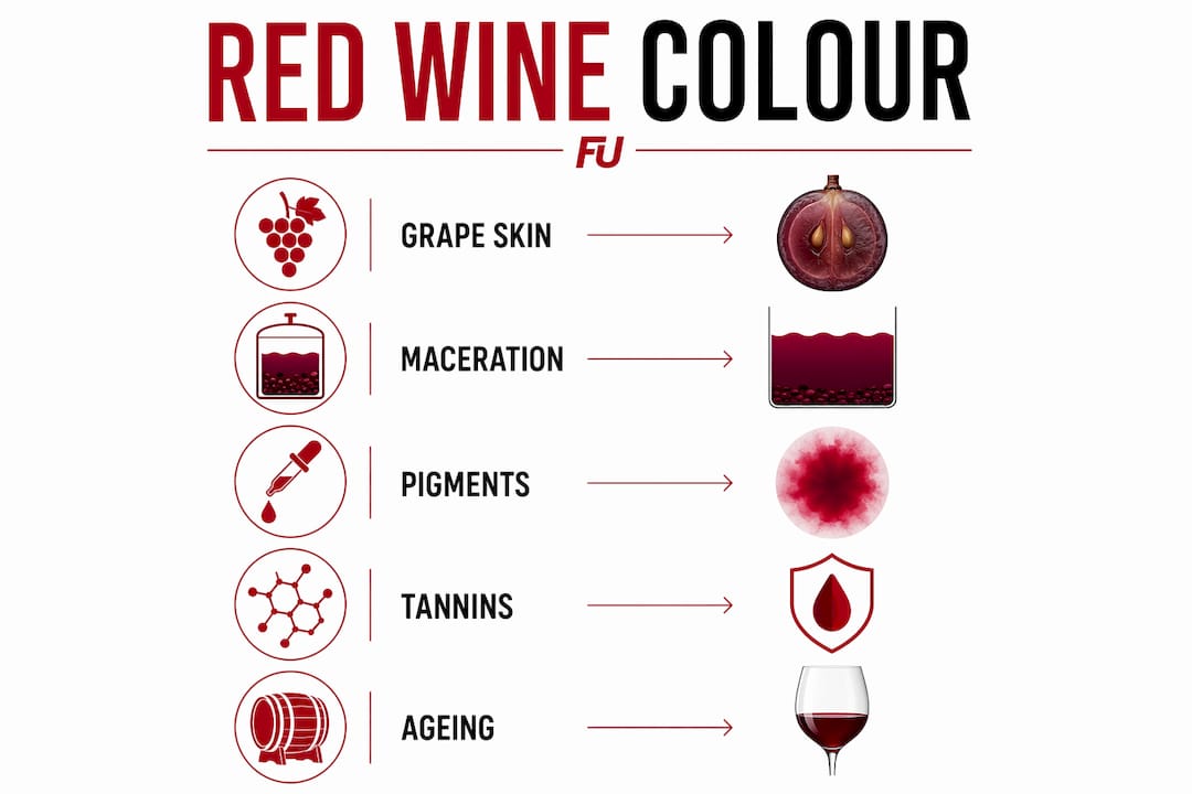 Infographic outlining red wine colour process steps