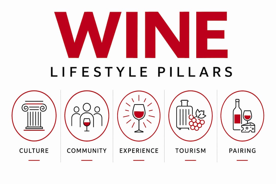 Infographic showing five key pillars of the wine lifestyle