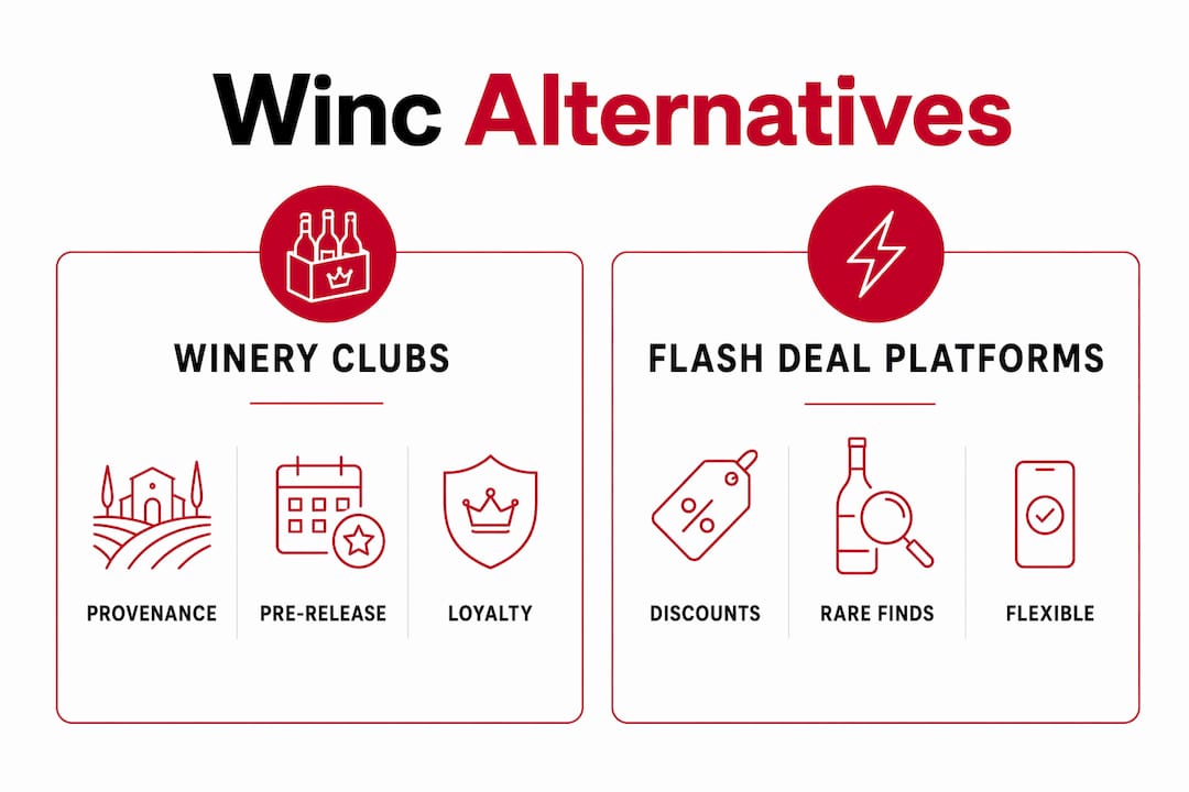 Infographic comparing winery clubs vs flash deal platforms