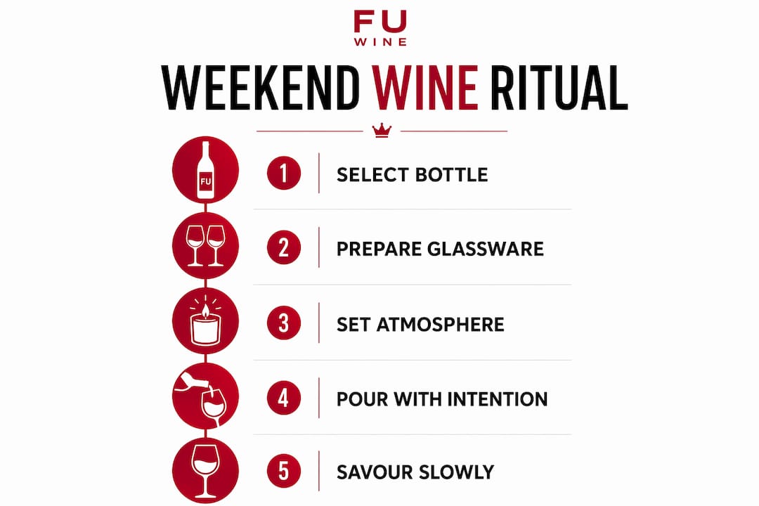 Infographic of core weekend wine ritual steps