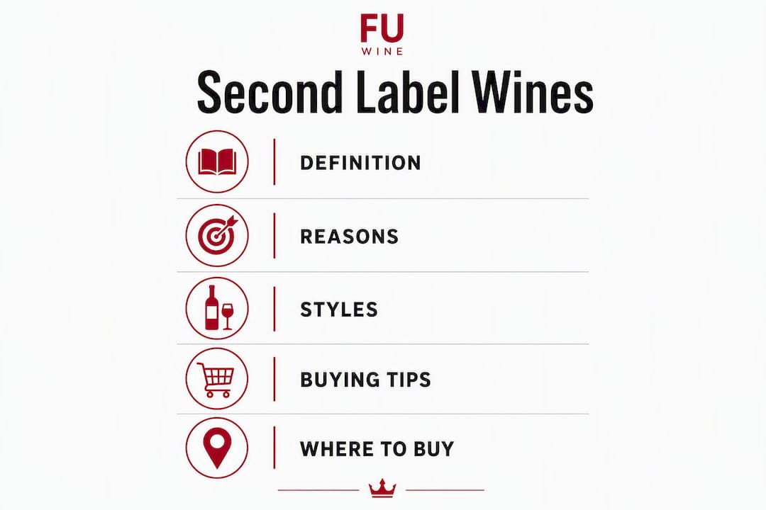 Infographic outlining second label wine overview with key points