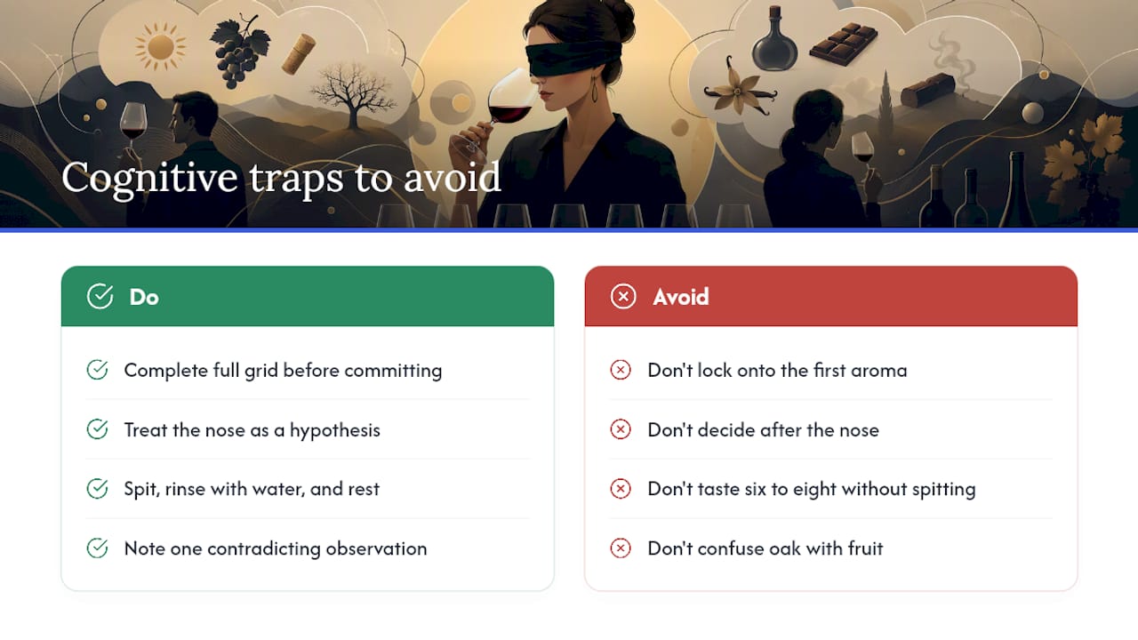What cognitive traps derail blind tasters? — overview diagram