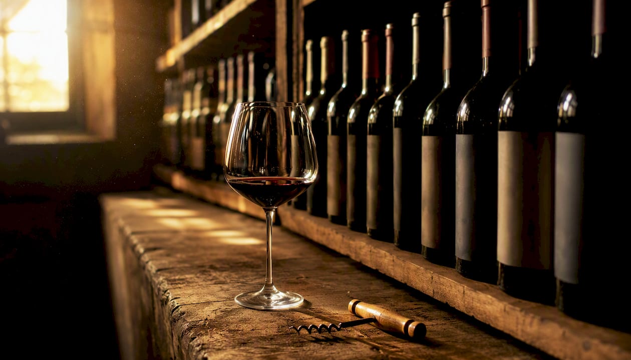 Barossa Valley Shiraz wine bottles in cellar