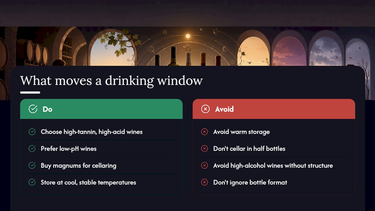 Factors influencing wine drinking window diagram