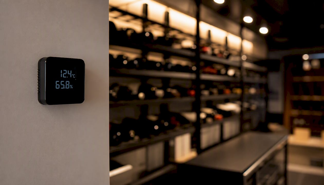 Temperature and humidity sensor in wine cellar