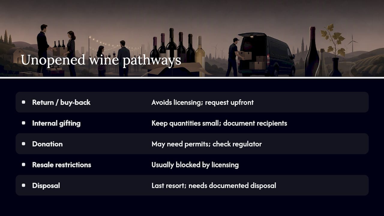 Diagram of leftover wine redistribution pathways