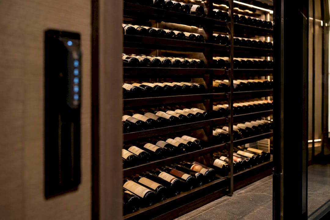 Secure wine cellar with premium bottles