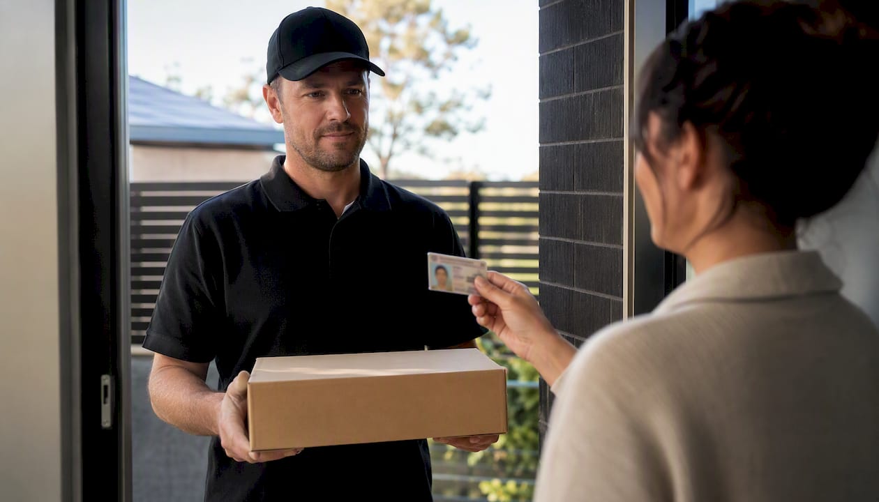 Recipient presenting photo ID for delivery