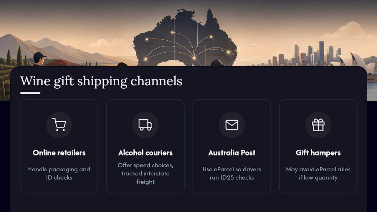 Four legal wine shipping channels in Australia