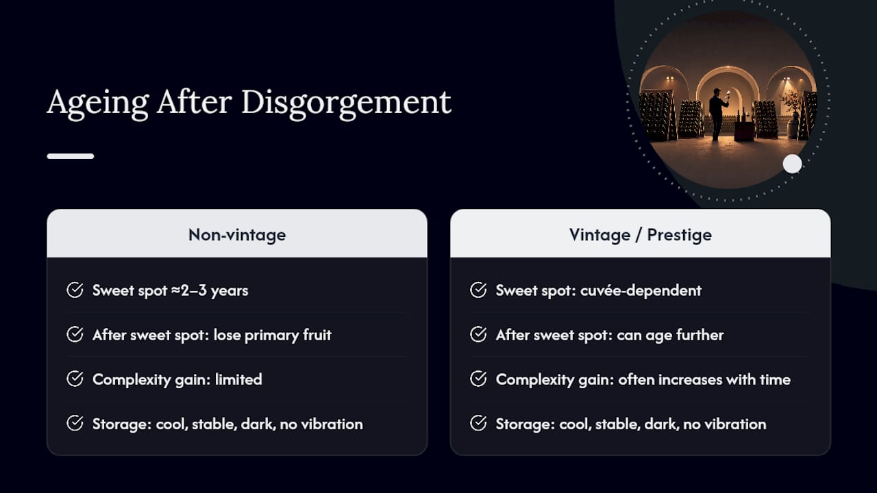 Champagne post-disgorgement ageing timeline