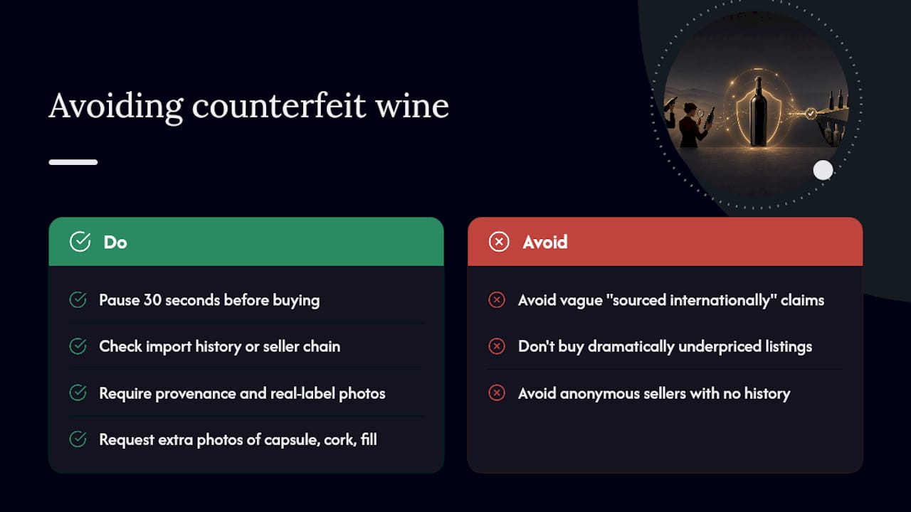 How do you avoid counterfeit wine during a flash sale? — overview diagram