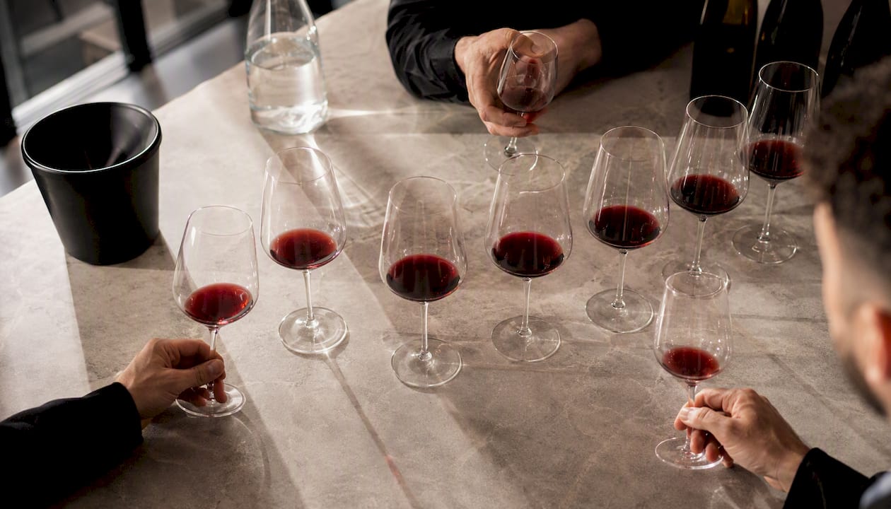 Corporate wine sample tasting glasses