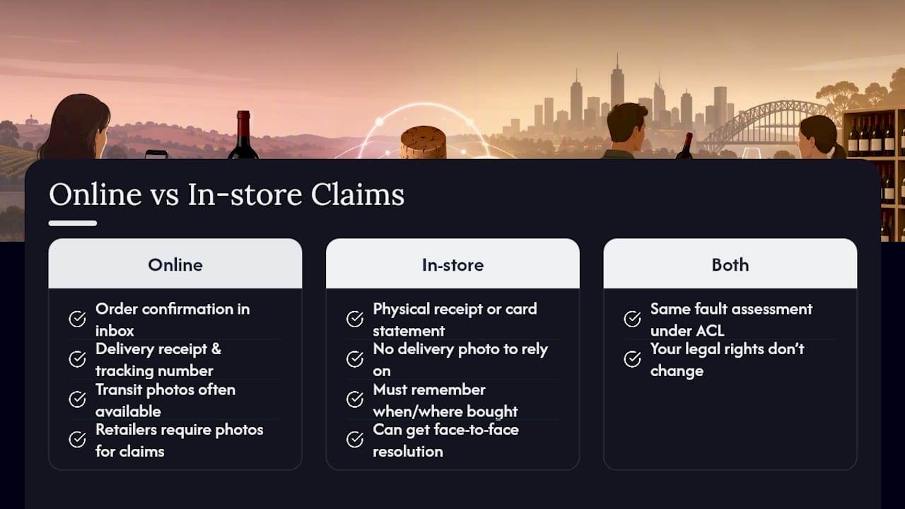 Online and in-store wine claim comparison