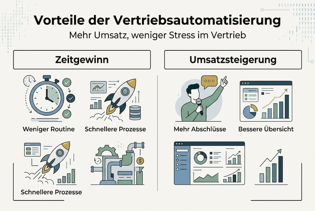 Infografik: Die wichtigsten Vorteile der Automatisierung im Vertrieb auf einen Blick