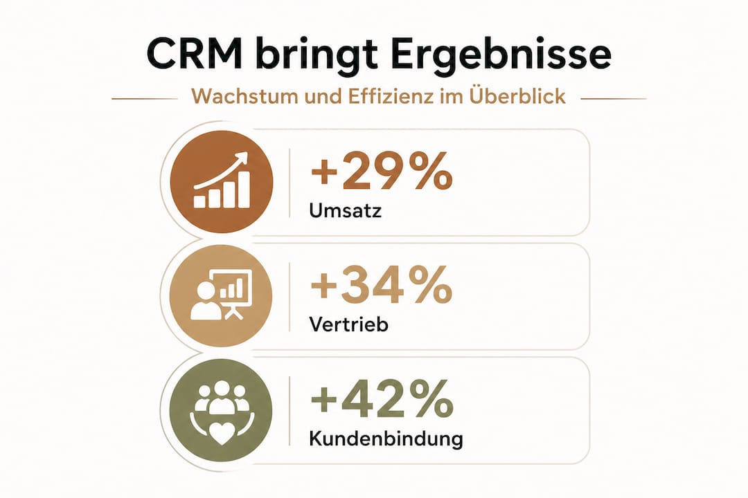 Übersicht: Wie CRM-Systeme Umsatz steigern, die Produktivität erhöhen und die Kundenbindung stärken – Zahlen und Fakten auf einen Blick.