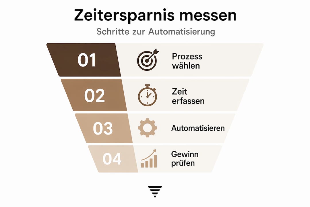 Schritt-für-Schritt-Infografik: So ermitteln Sie, wie viel Zeit Sie tatsächlich sparen
