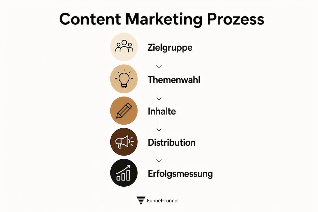 In dieser Infografik werden die einzelnen Schritte des Content-Marketing-Prozesses anschaulich dargestellt.