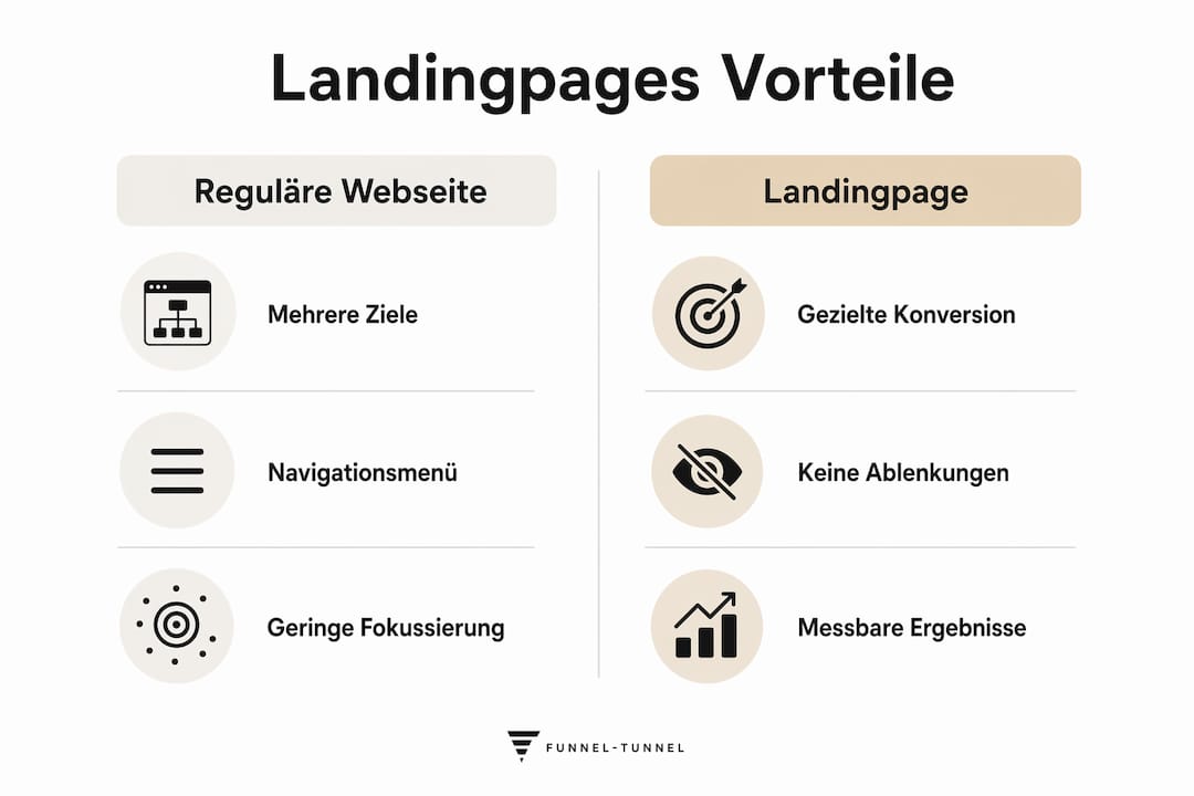 Grafik: Warum Landingpages gegenüber klassischen Webseiten punkten