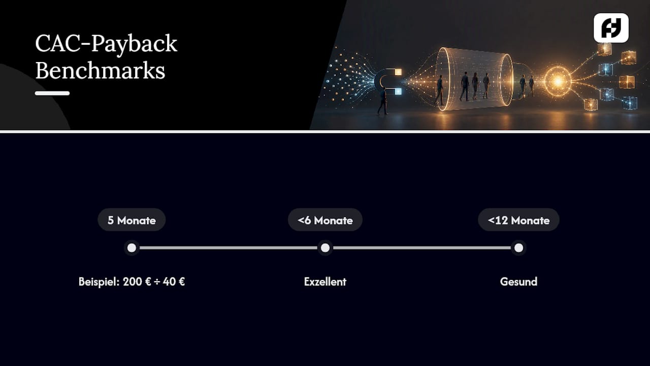 Berechnung der CAC-Amortisationszeit mit Benchmark-Zeitleiste