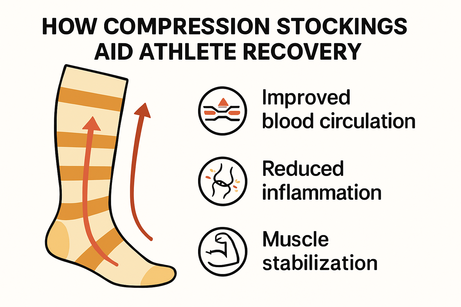 Infographic showing how compression stockings help athletes recover