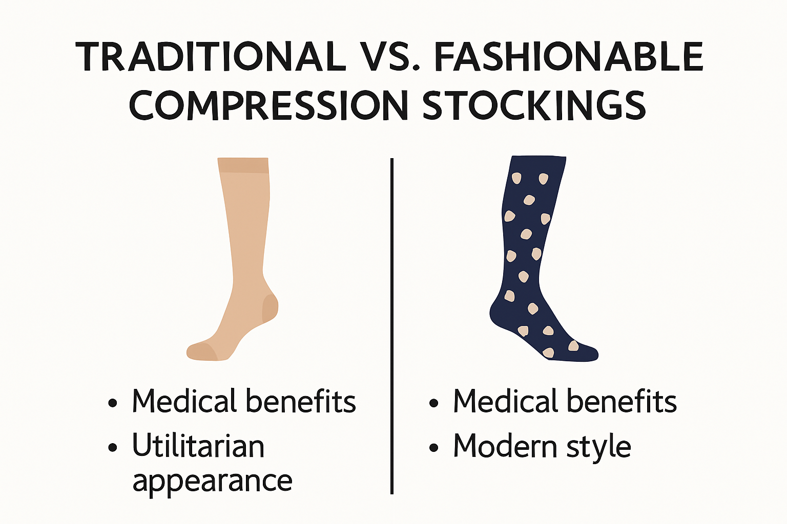Comparison of traditional and fashionable compression stockings