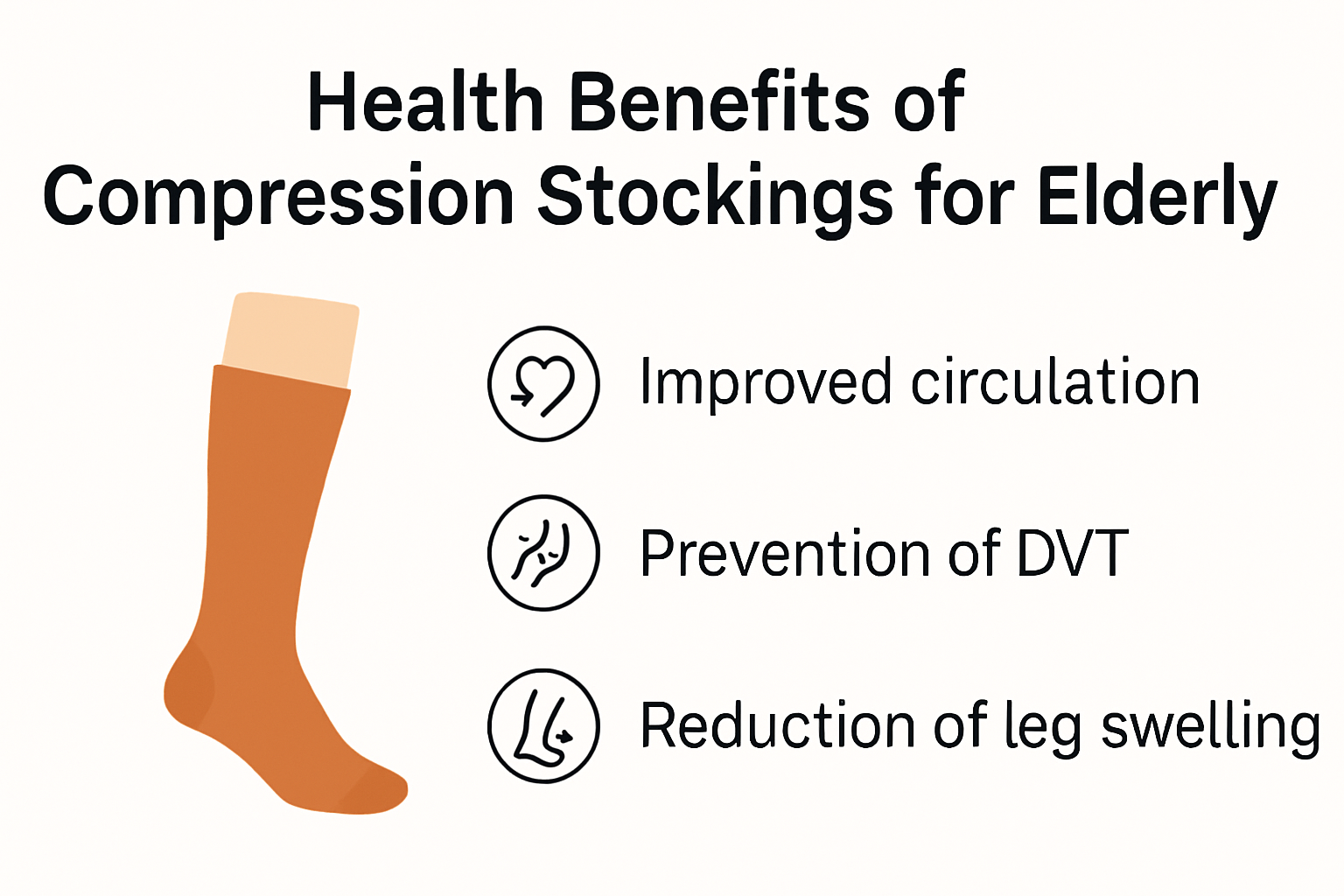 Infographic showing health benefits of compression stockings for elderly