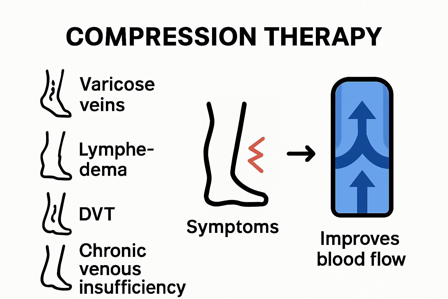 Compression therapy benefits for vein conditions infographic